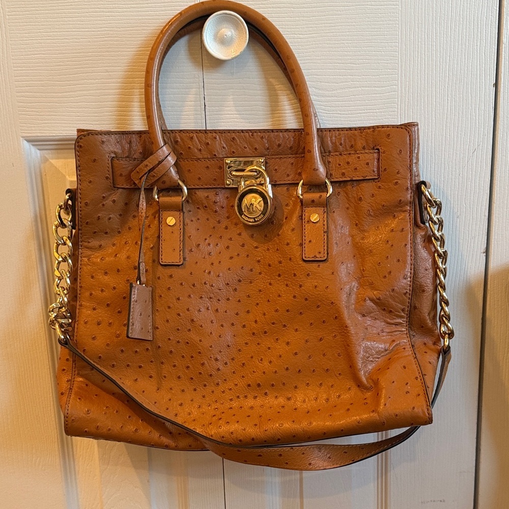 Michael Kors Tan Leather Tote with Gold Chain